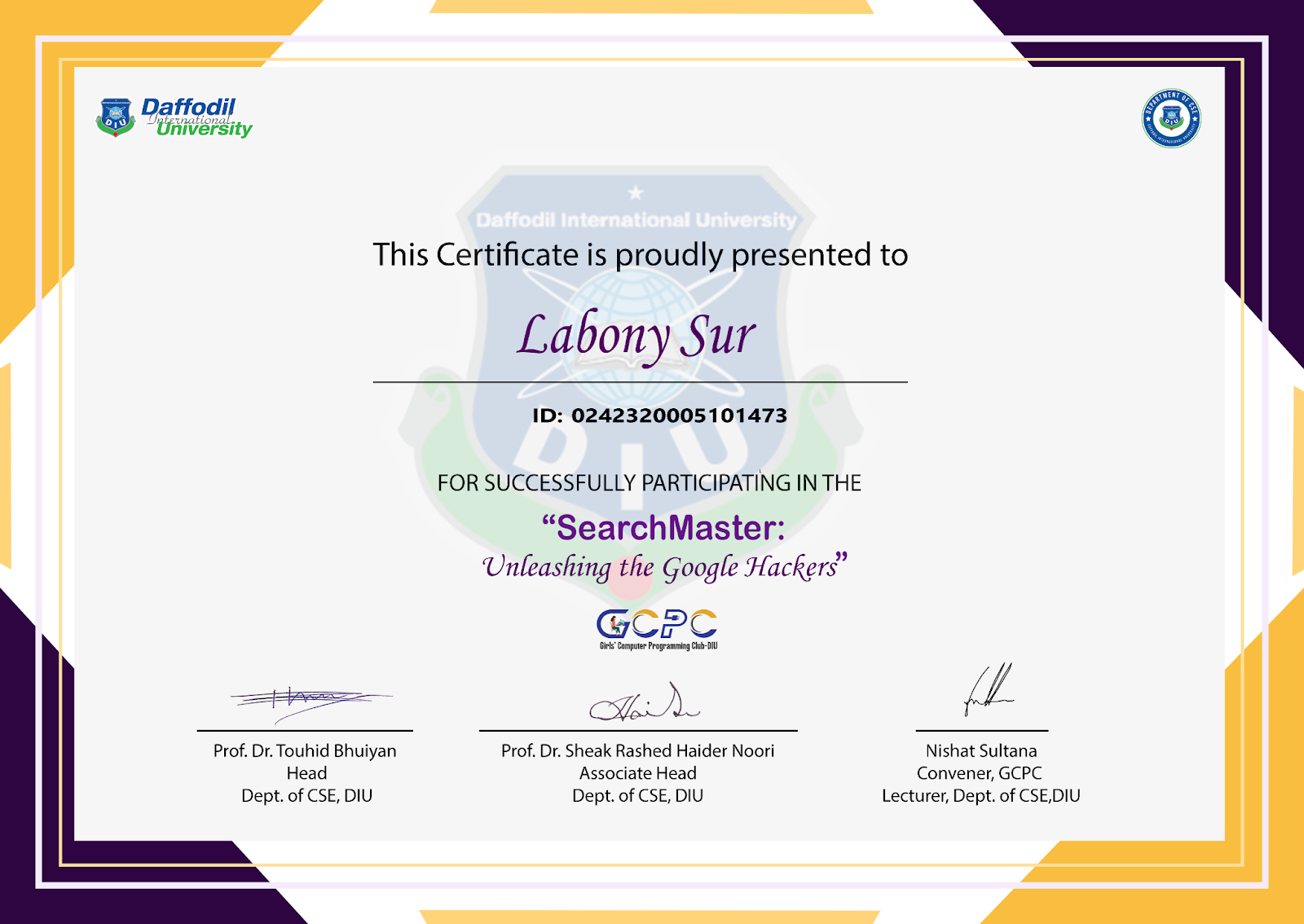 Search Master Certificate